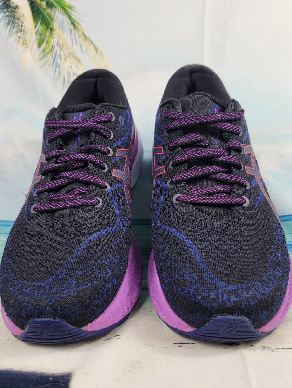 Asics Black Purple Orange Women's Running Sneakers - Picture 4 of 10